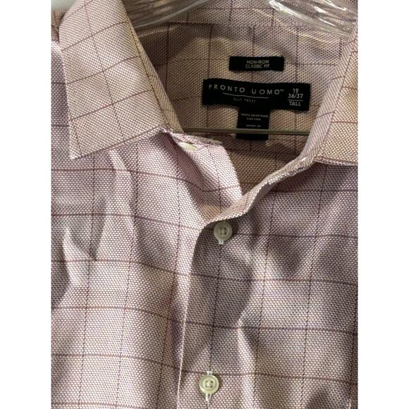 Pronto Uomo Blue Dress Shirt Size 19 / 36-37 Tall Button Up Long Sleeve NWT - Picture 5 of 8